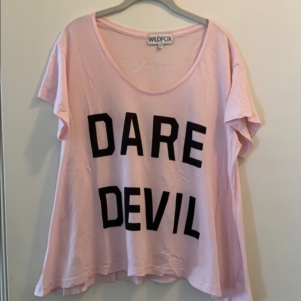 Wildfox “Dare Devil” pink tee